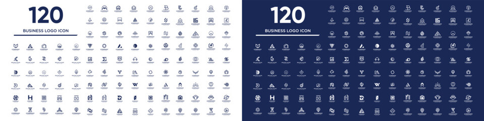 Set of collection 120 corporate business design element vector icon idea with creative concept style - obrazy, fototapety, plakaty