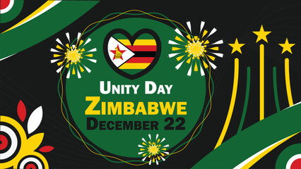 Fototapeta premium Unity Day Zimbabwe vector banner design. Happy Unity Day Zimbabwe modern minimal graphic poster illustration.
