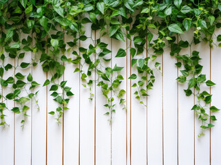 white wooden wall with green plants on the middle