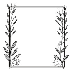 black and white frame with leaves and flowers