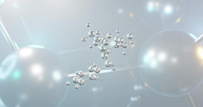 Aspartame rotating 3d molecule, molecular structure of sugar substitute, seamless video