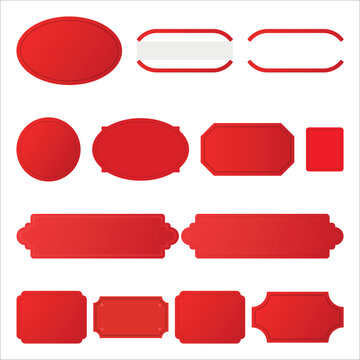 set of red and white labels