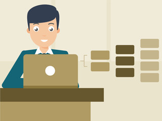 This man is working hard in the office