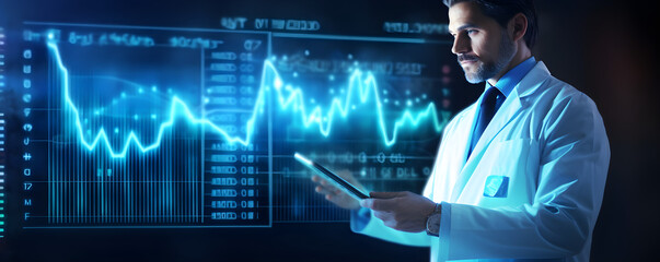 Conceptual image of smart healthcare with a doctor and medical research