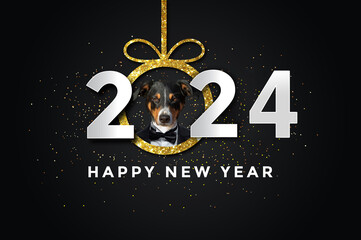 happy new year 2024 with a dog