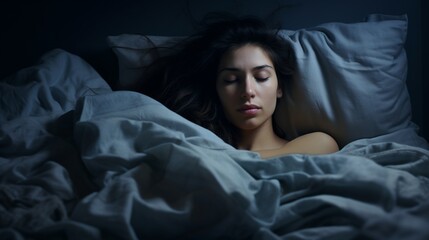 Naklejka premium a young woman with insomnia in the bed