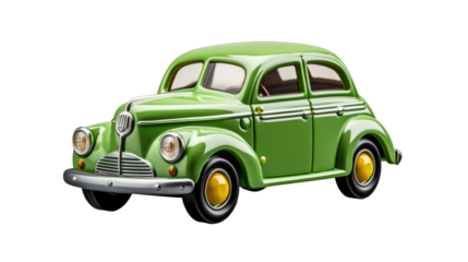 green retro car isolated on transparent