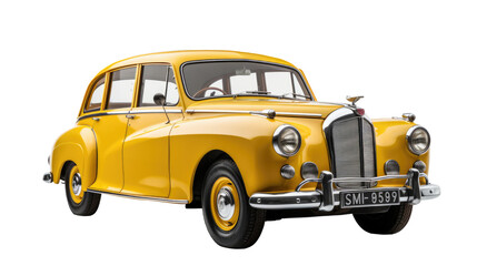 yellow retro car isolated on transparent
