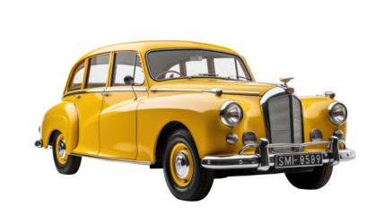 yellow retro car isolated on transparent