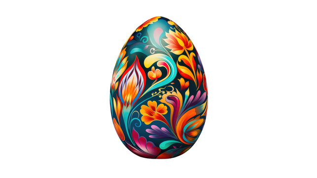 Beautifull decorated Easter egg on transparent background