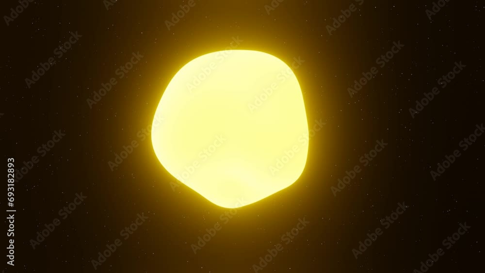 Poster 3d abstract neon shine glitter glow round sphere planet yellow gold sun or atom. blob fluid shape ro