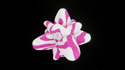 3d pink glitter shape abstract flower on black background