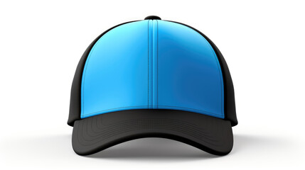 Blue black cap in front view, mockup, white background