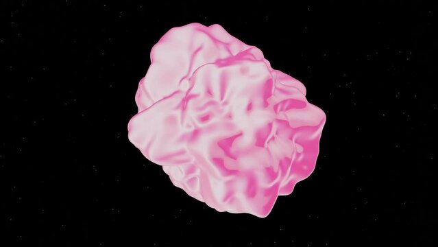3d abstract pink rose on black. Fluid liquid alien flower sphere shape in space isolated black y2k. Morph chrome background. Looped motion animation 30fps 4k