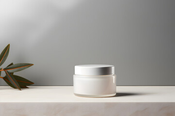 White jar of cosmetic cream Mock up. Cosmetic beauty product branding mockup  - obrazy, fototapety, plakaty