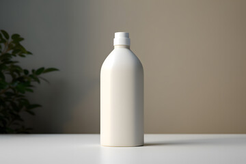 White empty shampoo bottle mock up in modern bathroom interior