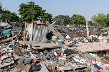 une zone urbaine totalement dévastée à Dakar au Sénégal en Afrique occidentale