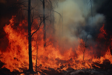 Trees In Flames During Forest Fire