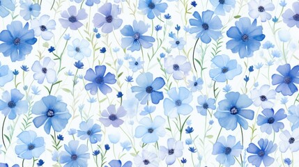 Fototapeta na wymiar a watercolor painting of blue flowers on a white background with green stems and blue and white flowers on a white background with green stems and blue and white flowers.