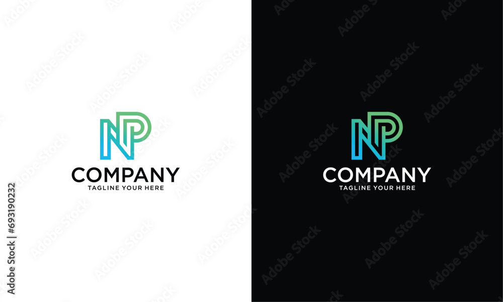 Wall mural simple initial letter np logo.usable for business and branding logos. flat vector logo design templa
