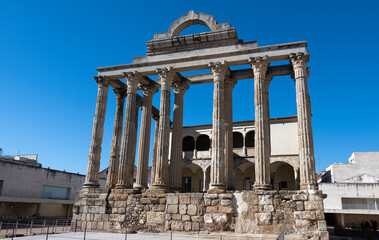 The Roman Temple of Diana found in the Spanish city of Merida in Extremadura.