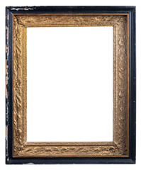 Golden old frame isolated on white