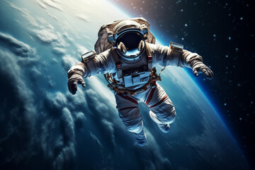 An Astronaut in space with earth in the background