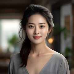 Young Beautiful Asian Woman AI Portrait Photo