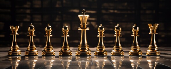 king stands alone with several chess pieces behind him