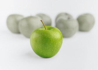 Fresh green apple isolated on white background. Clipping path.