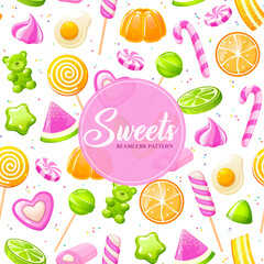 Vector seamless pattern with colorful sweets 
