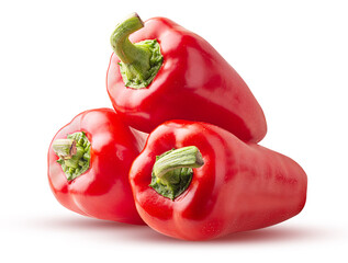 Three red bell pepper