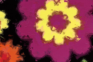 Oil painting and various flowers, the world of the ocean, chrysanthemums, butterflies, and beauty