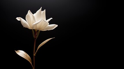  a close up of a flower on a black background with a blurry image of a flower in the middle of the image and a black background with a single flower in the foreground.