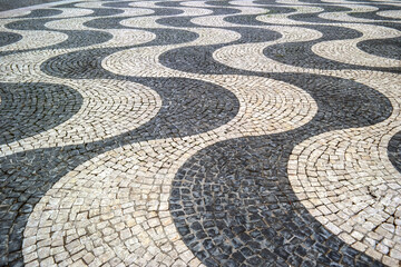 Lisbon, Portugal. Rossio Square, typical cobblestone