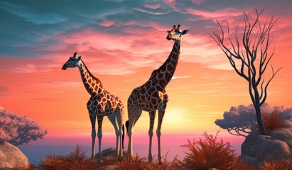two giraffes in an arid wilderness
