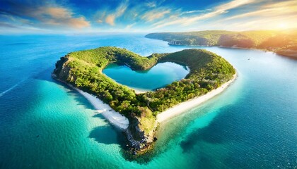 paradise island in the form of heart