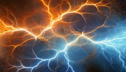 hot orange and cold blue electrical lightning background