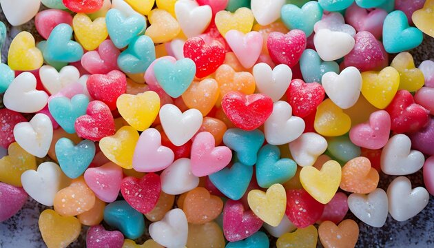 background of brightly colored candy hearts for valentine s day