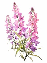 Blooming Angelonia in Watercolor AI Generated