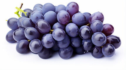 Blue wet Isabella grapes bunch isolated on white background. Ripe grapes. generative ai - obrazy, fototapety, plakaty