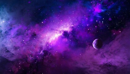 Obraz na płótnie Canvas abstract starry space purple with shining star dust and nebula realistic galaxy with milky way and planet background