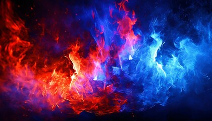 blue and red fire - Powered by Adobe