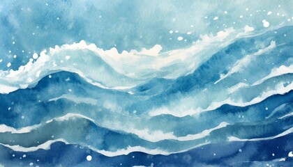 water snow wavy abstract background for copy space text blue frozen ocean flowing motion watercolor...