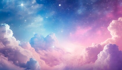 the beautiful heavens above us pink and blue deep space background with many stars planets and cloud formations
