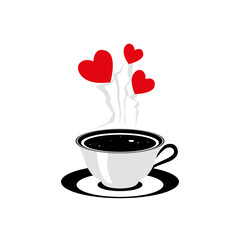 Vector logo template. Coffee love tattoo