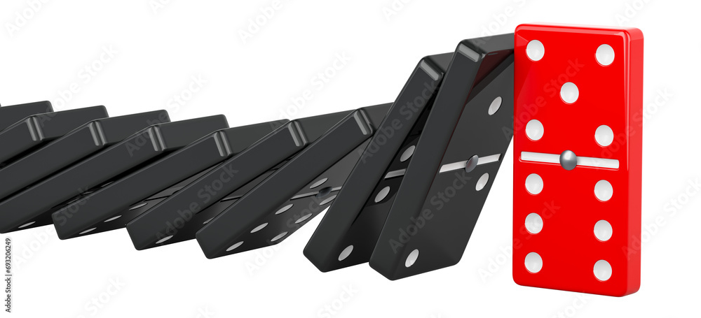 Poster domino, leader and success concept. 3d rendering isolated on transparent background