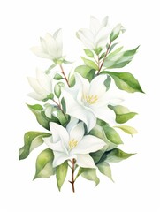 Fototapeta na wymiar An Artistic Watercolor of Blooming Jasmine Flowers AI Generated
