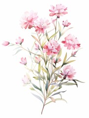 Naklejka na ściany i meble An Elegant Watercolor Painting of a Bouquet of Wax Flowers AI Generated