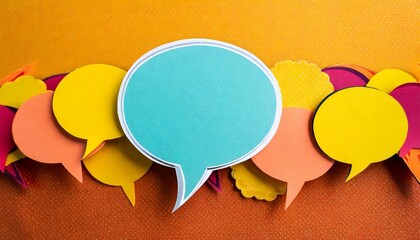 handmade colorful paper cutting speech bubble for your text pop art and comic concept yellow and...